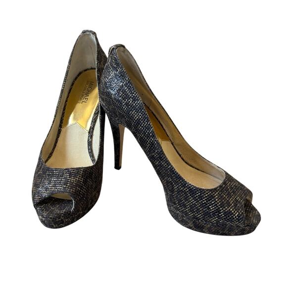 Michael Kors Animal Print Peep Toe High Heels Shoes Women’s 10 - Picture 1 of 10